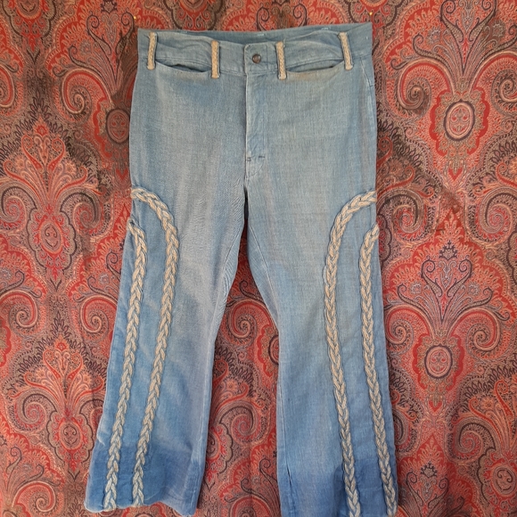 Vintage 1960s 1970s jeans hip hugger bell bottoms - Picture 1 of 7